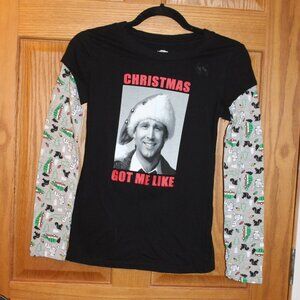 National Lampoon's Christmas Vacation Layered Look Shirt - Size Juniors M 7-9